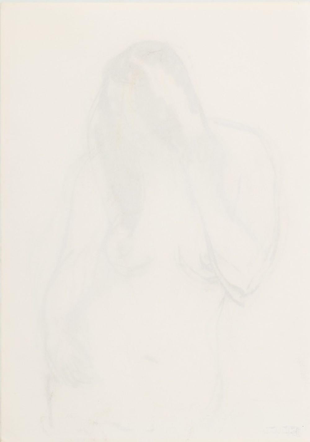 Standing Nude Woman - Beige Figurative Art by Manfred Schwartz
