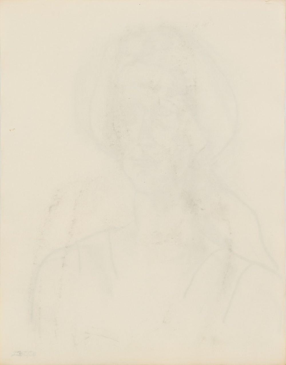 Portrait of a Woman (Beige), Figurative Art, von Manfred Schwartz