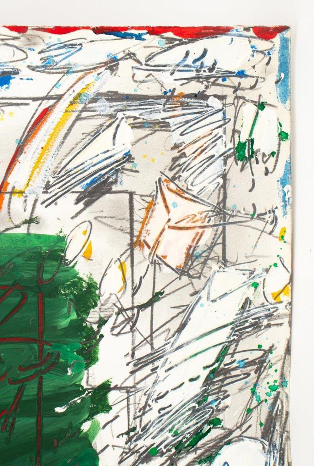 Elfi Schuselka (Austrian, b. 1940), Surrealist Composition, Mixed Media on Paper, stamped 