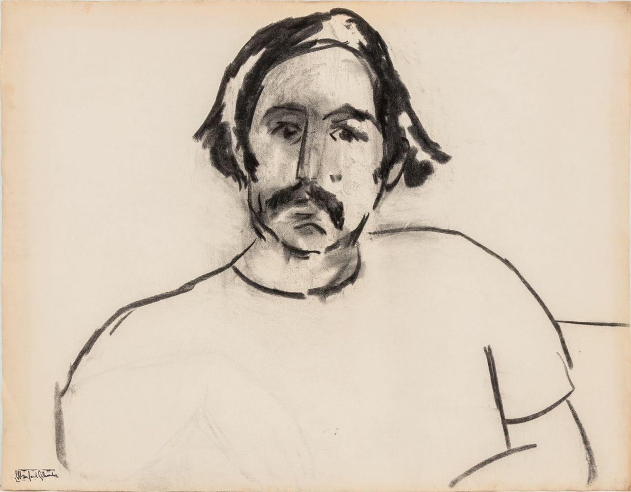Manfred Schwartz (American, b. Poland, 1909-1970), Portrait of a Man, Charcoal on Paper, with the artist's signature stamped lower left, unframed. 20