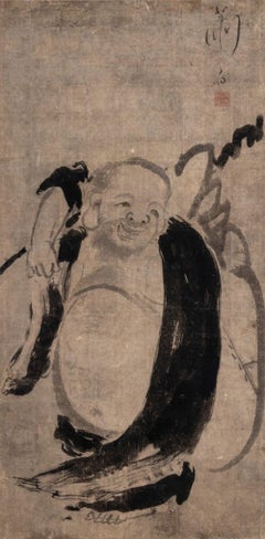 Buda japonés Hotei Tinta sobre papel, S. XIX