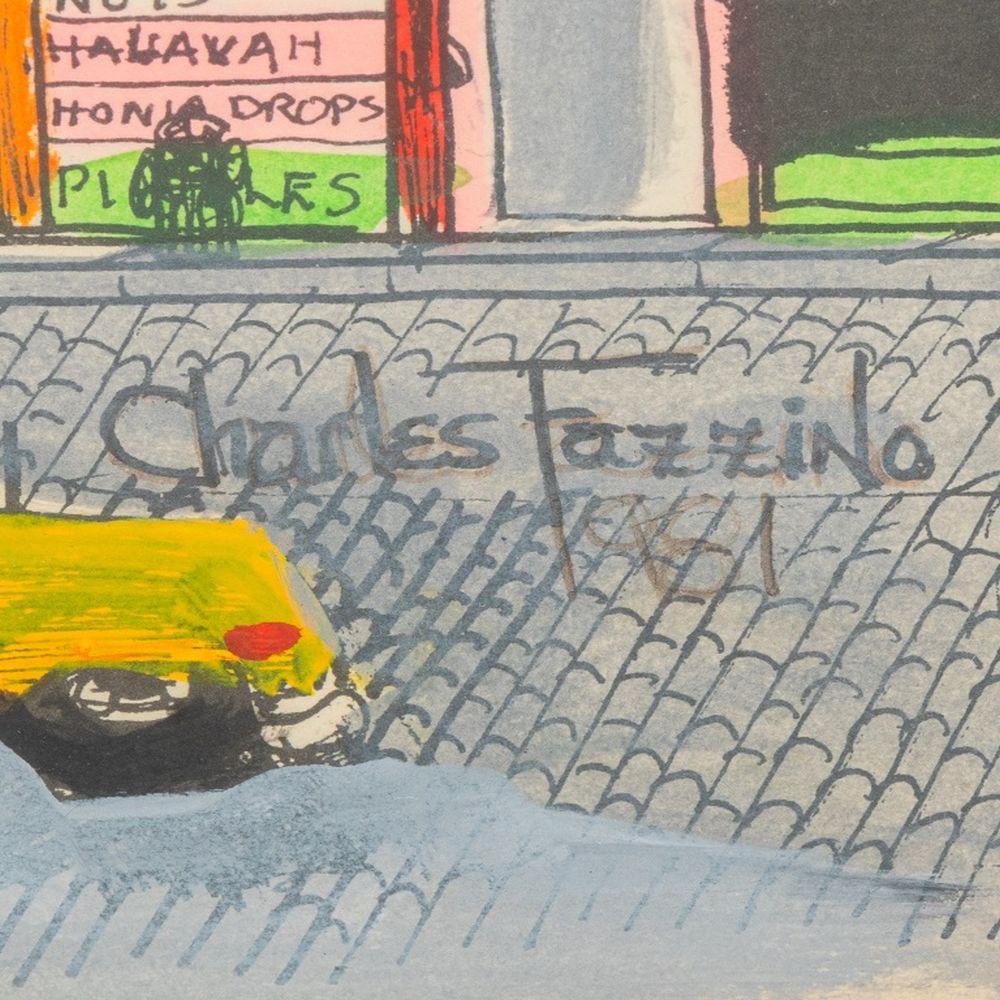 Katz's Delicatessen - Gray Landscape Art by Charles Fazzino