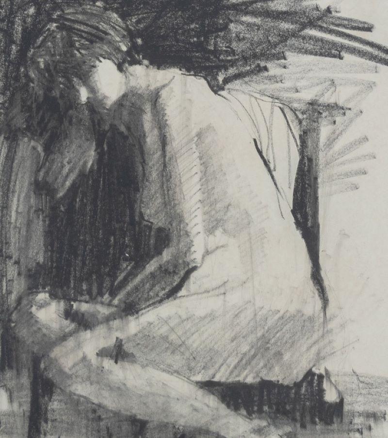Figure nue signée Fusain sur papier - Contemporain Art par Unknown