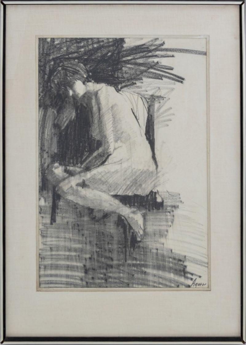 Figure nue signée Fusain sur papier en vente 2