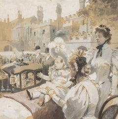 Figural Courtyard Landscape Scene