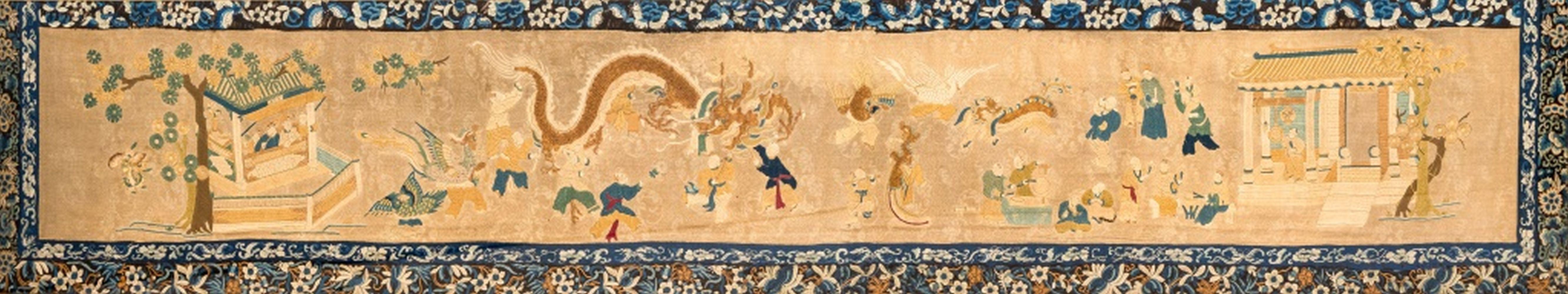 Tapisserie en soie du festival du Nouvel An lunaire chinois - Qing Mixed Media Art par Unknown