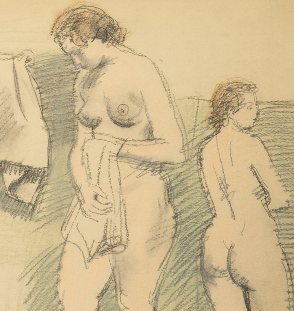 Bathing Female Figures - Moderne Art par Raphael Soyer
