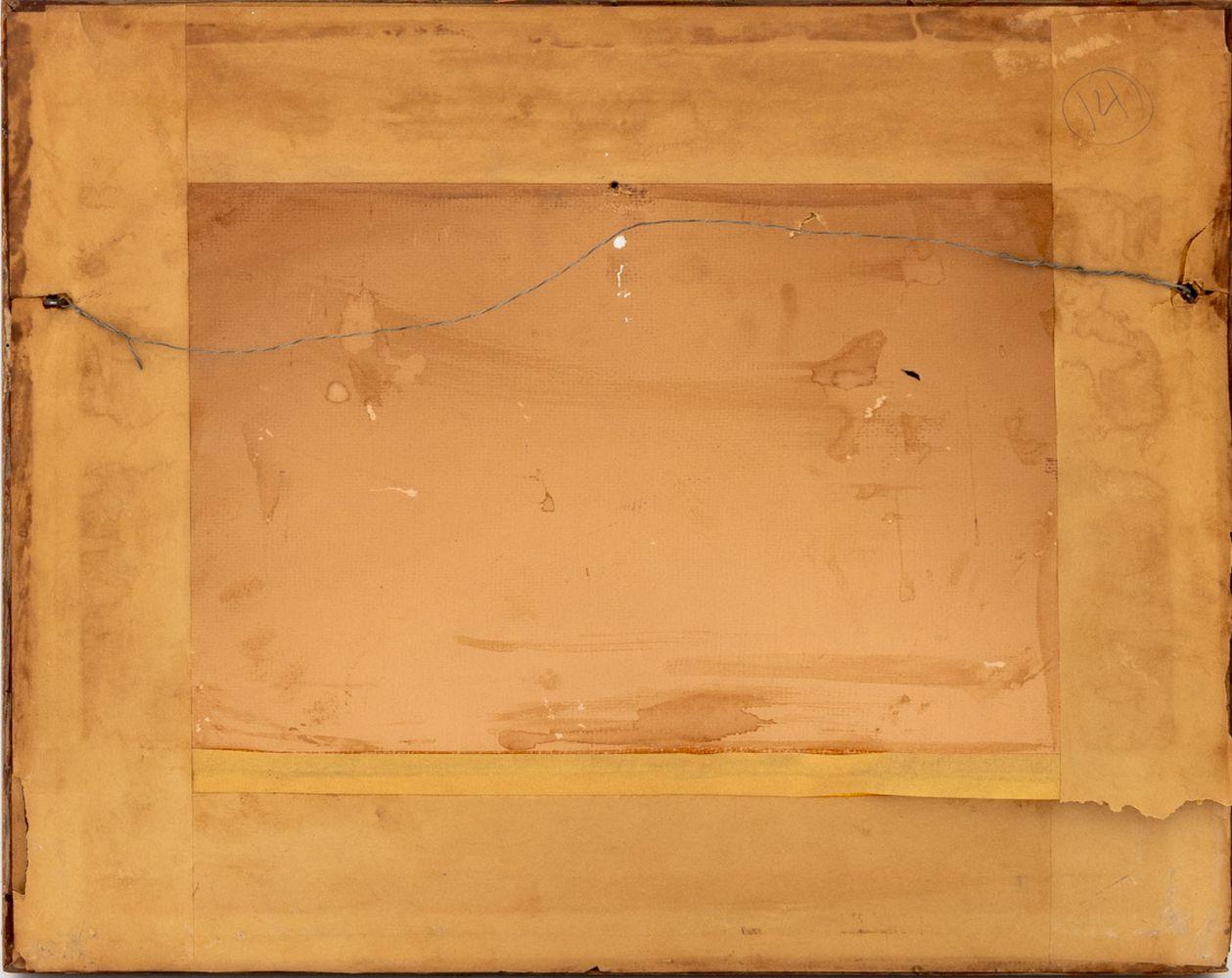 20th Century School, Polychrome Geometric Composition, Graphite and Watercolor on Paper, apparently unsigned, distressed wood frame.

Image: 9.5