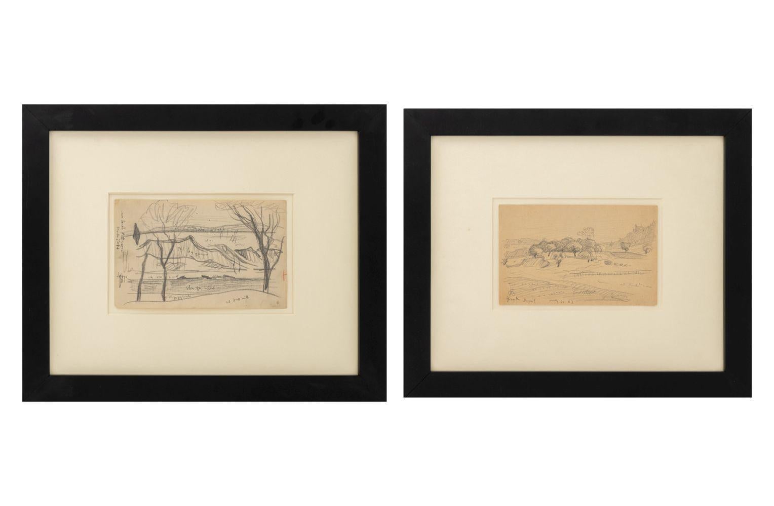 Oscar F. Bluemner Landscape Scenes Graphite, 2