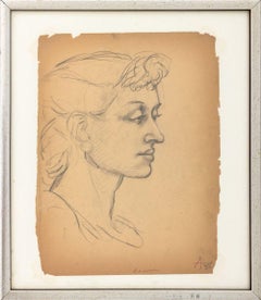 « Elaine », dessin au graphite sur papier, portrait moderne, 1935