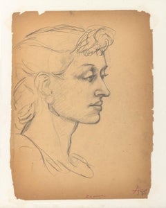 «Elaine», dibujo a grafito sobre papel, retrato moderno, 1935