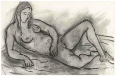 Manfred Schwartz Nude Woman Study Charcoal