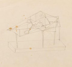 Abstract Expressionist Sculpture Study, Pencil on Paper, 20th Century