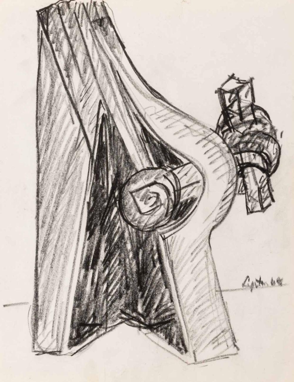 Seymour Lipton Sculpture Study Sketch, 1964