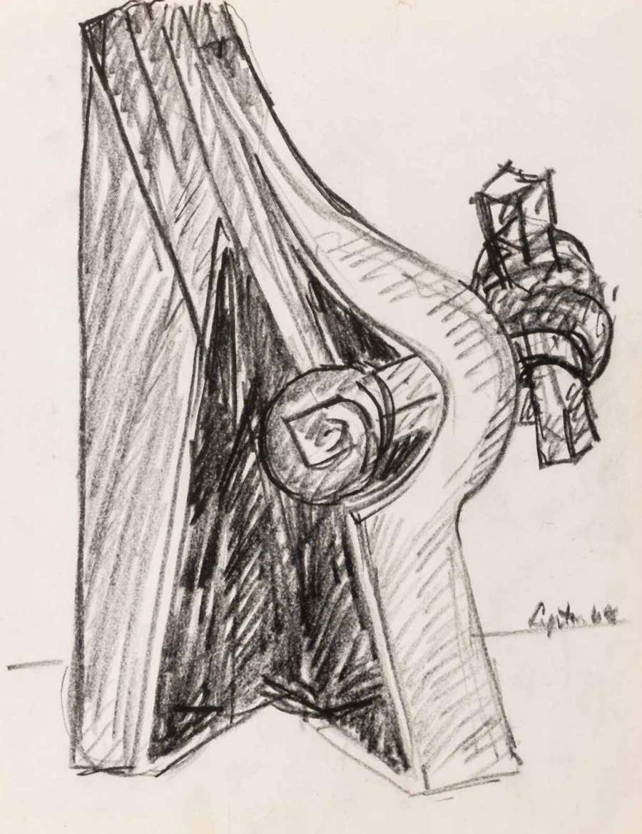 Seymour Lipton Sculpture Study Sketch, 1964