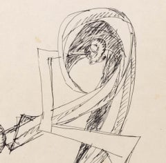 Seymour Lipton Sculpture Étude Esquisse Encre sur papier