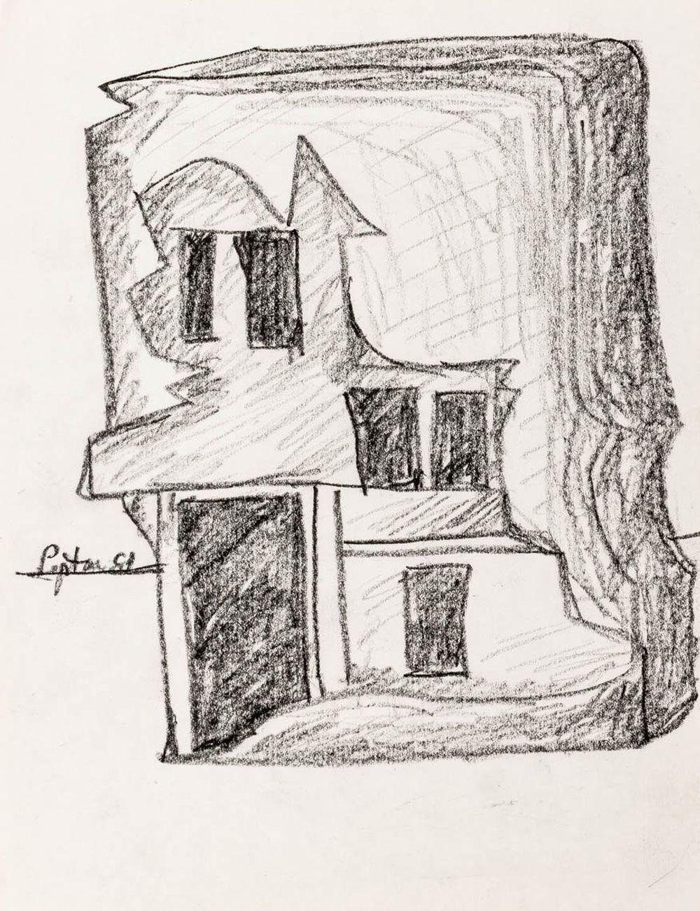 Seymour Lipton Sculpture Study Sketch, 1981
