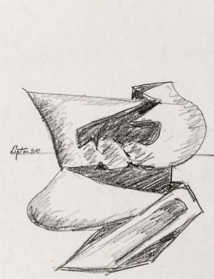 Seymour Lipton Sculpture Study Sketch, 1980