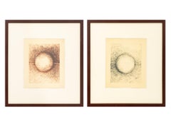 Two Studies of a Circle, Abstract Expressionist Ink on Paper