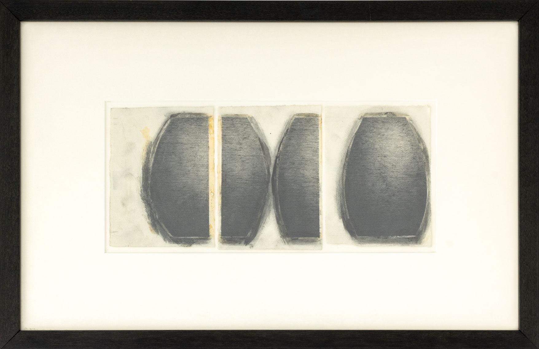 Joseph Lawrence Gardella (American, XX-XXI), Four Untitled (Geometric Compositions), Graphite on Paper, unsigned, estate stamp to reverse, mounted and framed together in black frame.

Overall image: 5.25" H x 12" W; frame: 12.75" H x 19.75" W x 1"