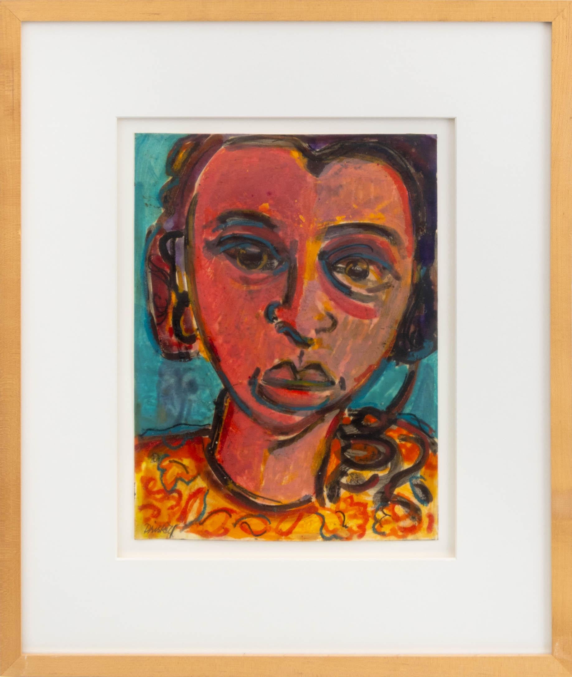 "Thelma", acquerello espressionista e matita su carta, 1985