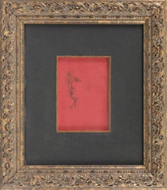 Ritratto - Inchiostro su carta Disegno unico firmato Donna pittrice surrealista, 1960 ca.