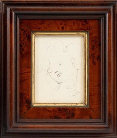 Face III – Tinte auf Papier, einzigartige signierte Zeichnung, surrealistische Frau, Gemälde, um 1960