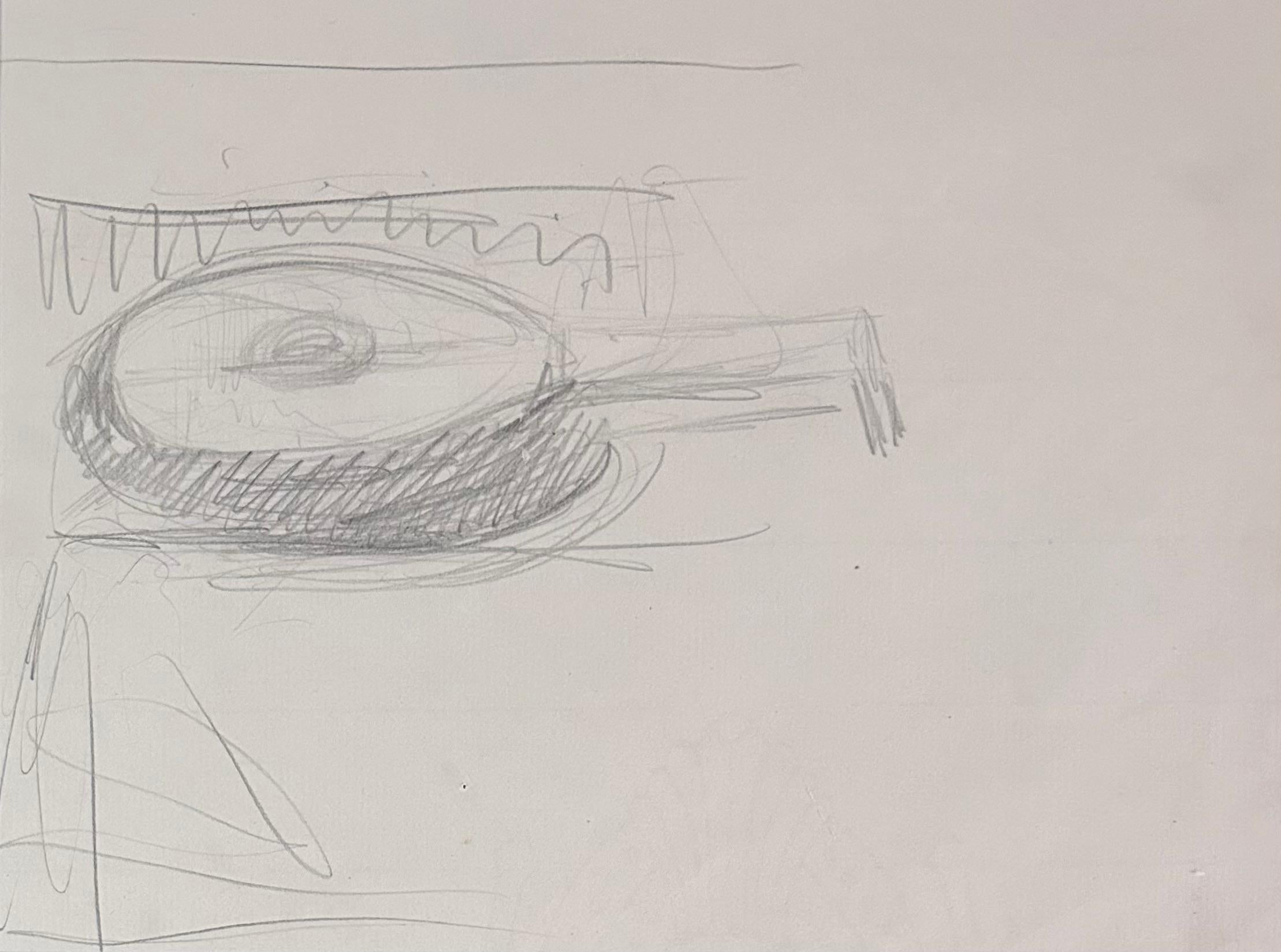 Mandolin - Crayon de dessin unique sur papier signé à la main surréalisme, 1930 - Art de Salvador Dalí