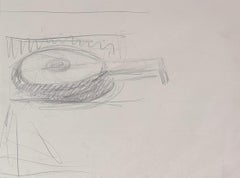 Mandolin - Unique Drawing Pencil on Paper Hand Signed Surrealism, 1930