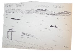 Des bateaux de Tunisie - Dessin d'encre sur papier Post-impressionniste unique, 1920