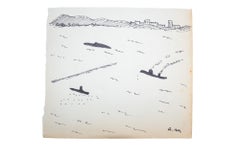 Des bateaux de Tunisie - Dessin d'encre sur papier Post-impressionniste unique, 1920