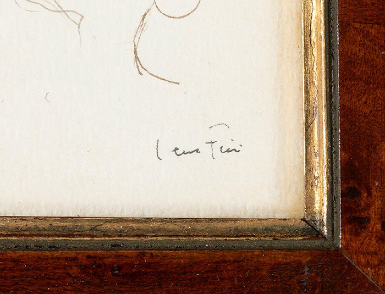 Volto II - Inchiostro su carta Disegno unico firmato Donna pittrice surrealista, 1960 ca. - Art Surrealismo di Leonor Fini