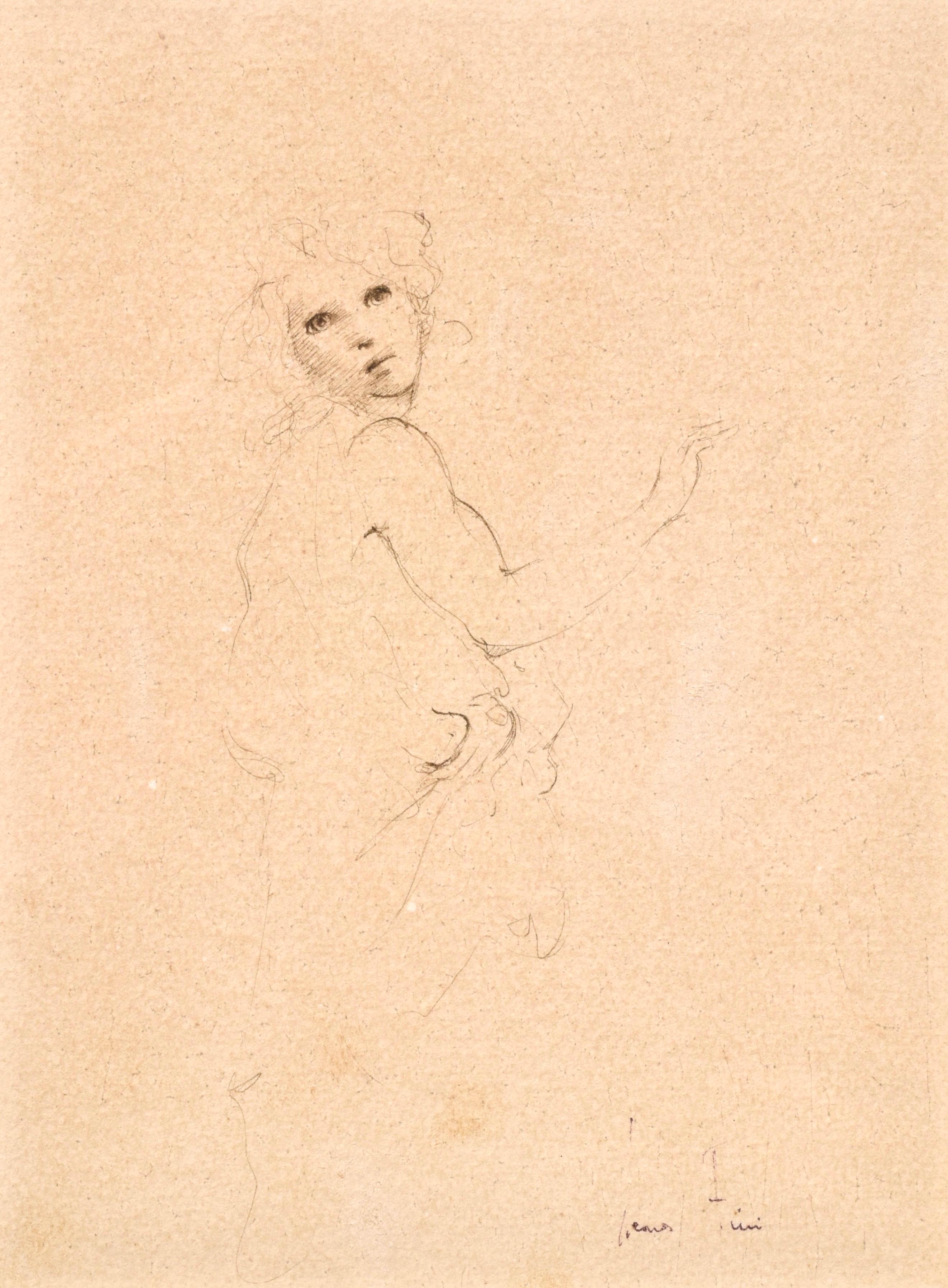 Sorcière - Inchiostro su carta Disegno unico firmato Donna pittrice surrealista, 1960 ca.
