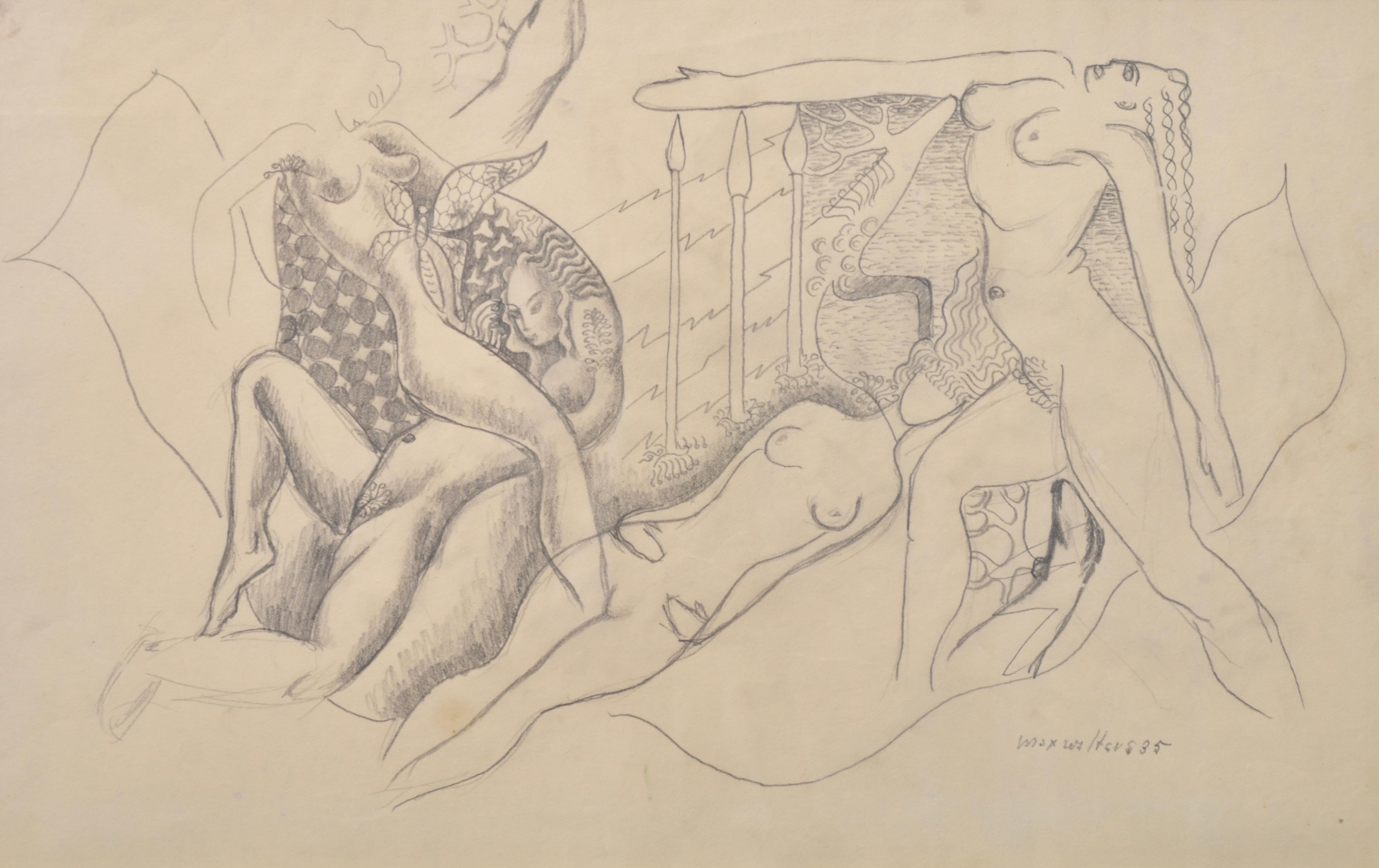 Composizione surrealista, Disegno unico su carta, Mostra del Museo Svanberg 1935