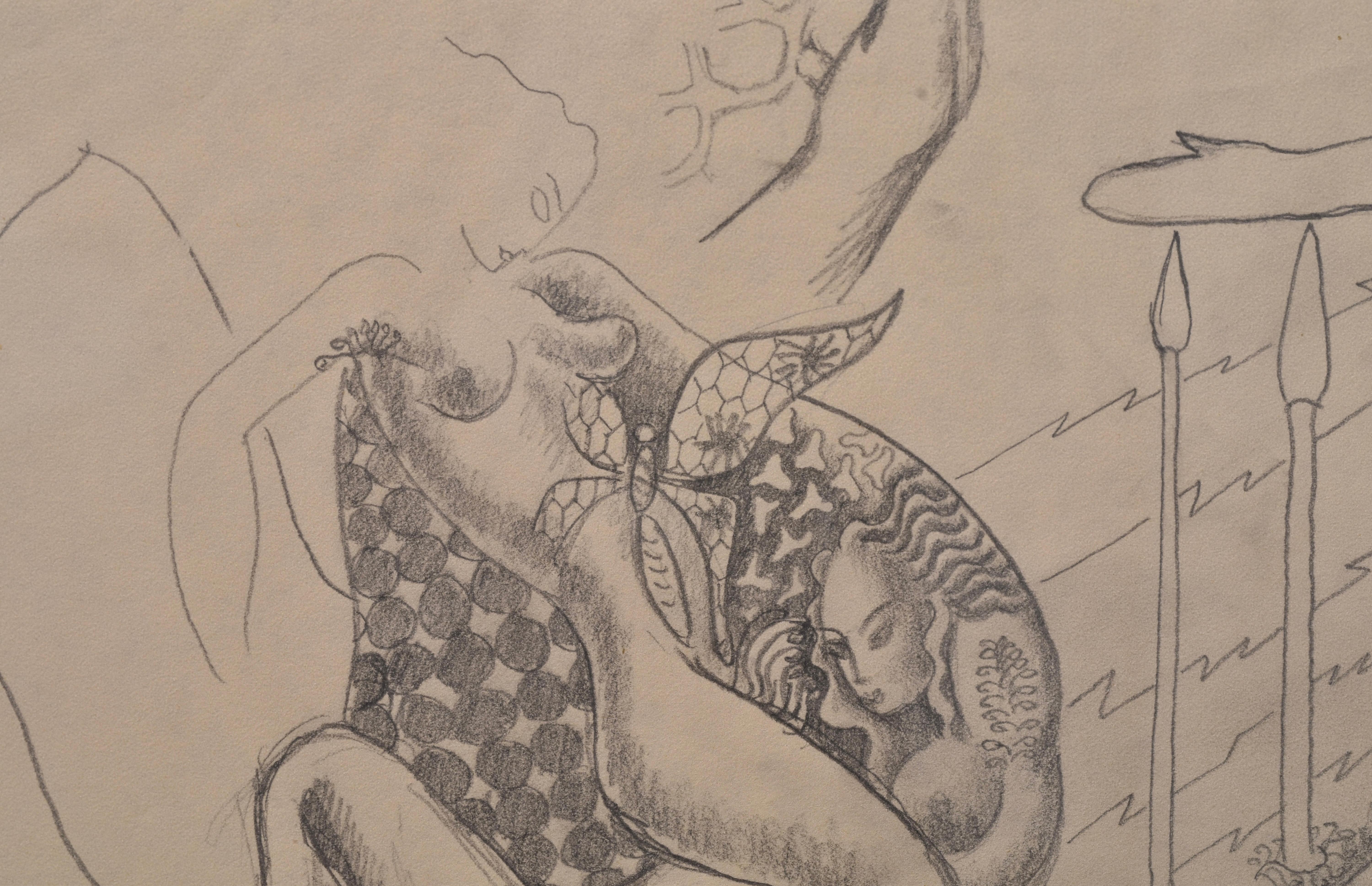 Surrealistische Komposition, einzigartige Zeichnung auf Papier, Svanberg Museumsausstellung 1935 (Surrealismus), Art, von Max Walter Svanberg