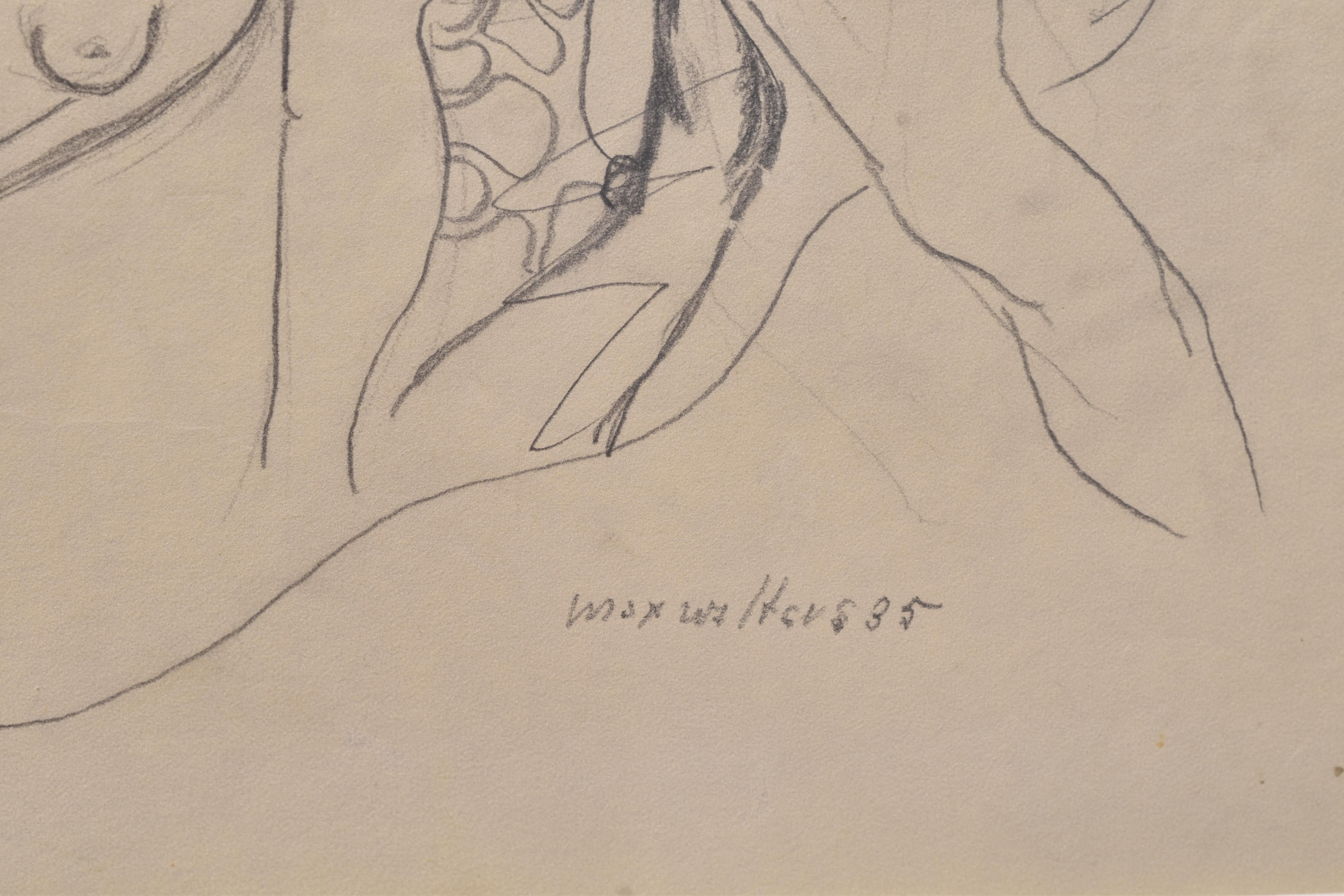 Surrealistische Komposition, einzigartige Zeichnung auf Papier, Svanberg Museumsausstellung 1935 im Angebot 2