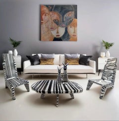 Chaise Zebra unique peinte à la main - Chaise de luxe moderne de Mahesh Sharma