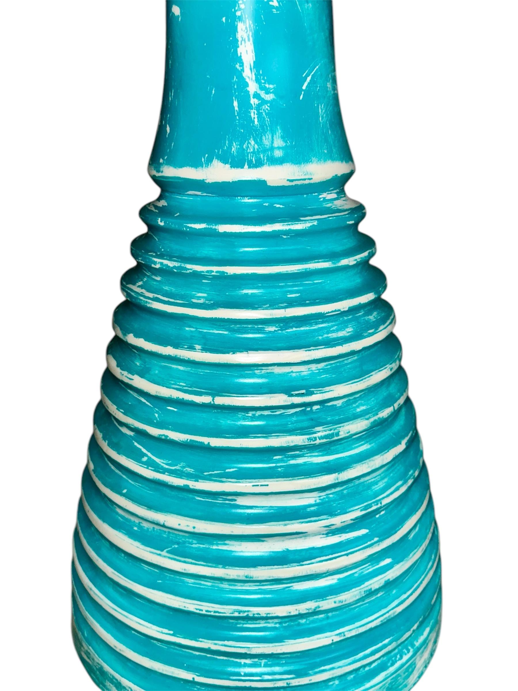 Abstract Blue Hand-Painted Side Table For Sale 2