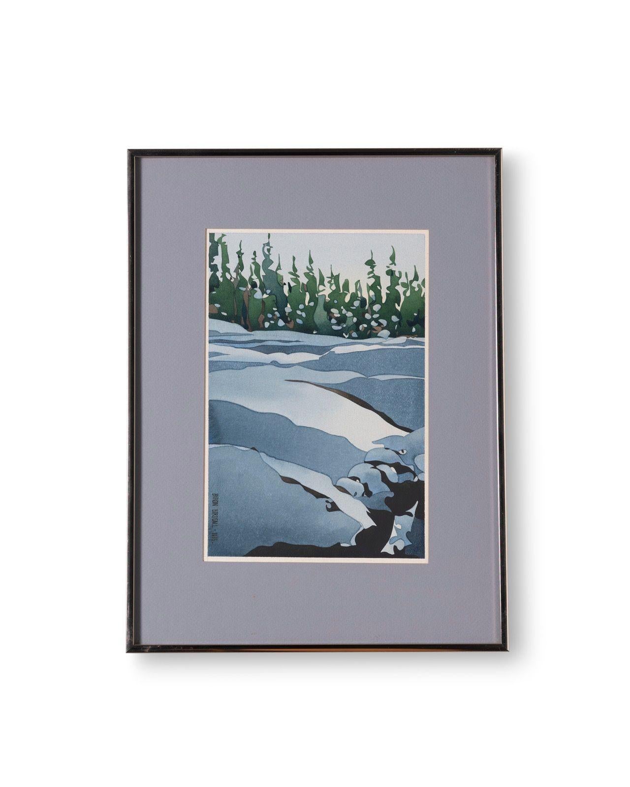 Byron Birdsall Watercolor Snow Landscape Painting Titled 'Chugach Shadows' 1976