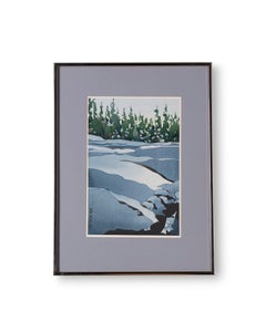 Byron Birdsall Watercolor Snow Landscape Painting Titled 'Chugach Shadows' 1976