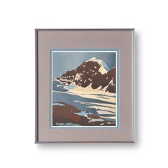 Byron Birdsall Watercolor Snow Landscape Painting Titled 'Blue Slope' 1976