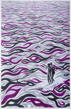 Macking - Collage Surf Acquerello Viola Nero Argento con Cristalli Swarovski
