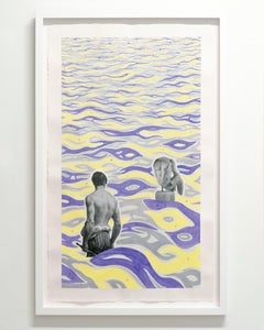 Cruising the Forum - Watercolor Swarovski Crystal Collage Painting, Homoerotic