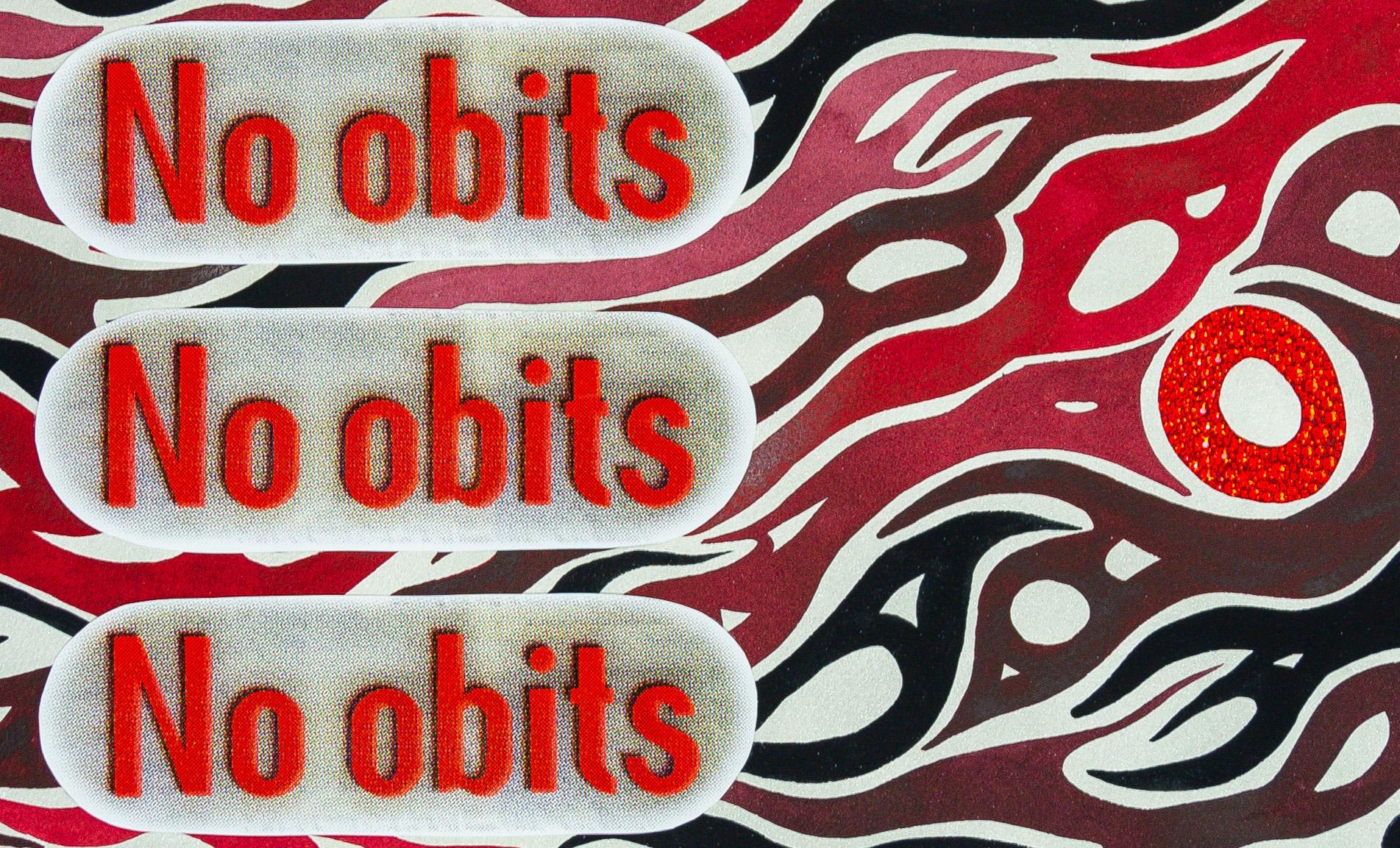 No Obits - Collage abstrait encadré Peinture aquarelle cristal en rouge et noir - Abstrait Art par Axel Getz