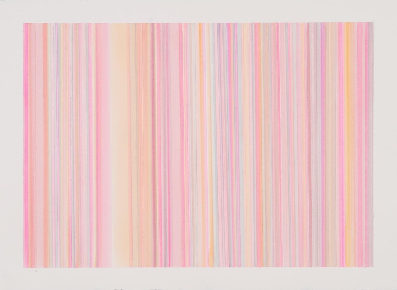 Janet Jennings Abstract Drawing - Miami pink stripes