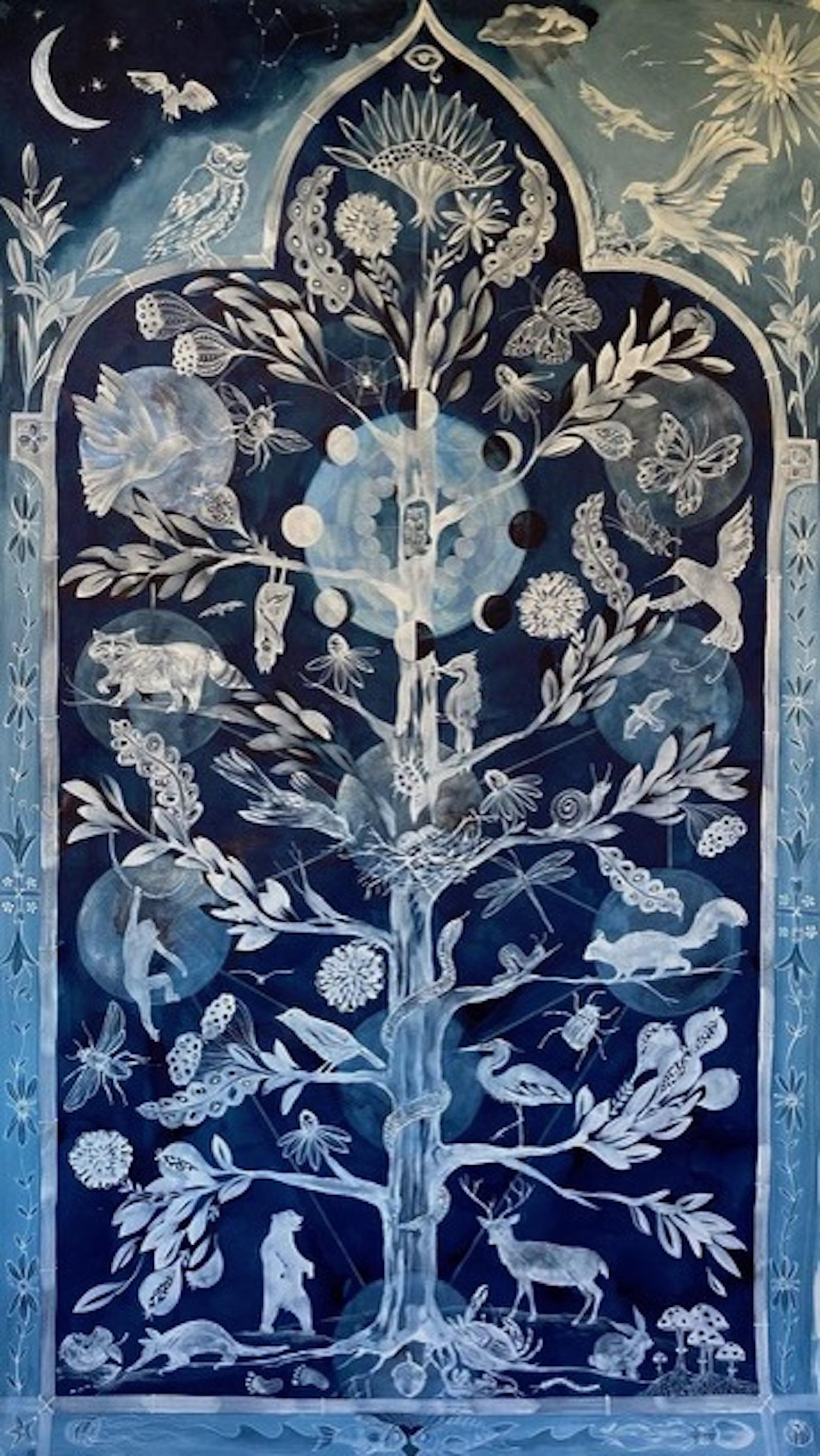 Idoline Duke Figurative Art - Tree of life – indigo