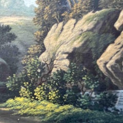 Paire de paysages bucoliques, aquarelle sur carton, Italie, 1800