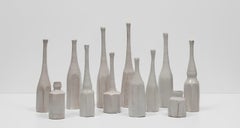 Akiko Hirai, 12 'Morandi' Bottles, 2022, Grogged stoneware, white glaze
