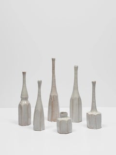 Akiko Hirai, 12 'Morandi' Bottles, 2022, Grogged stoneware, white glaze