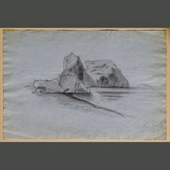 Francesco Paolo Michetti Periode italienische Landschaft signiert Zeichnung